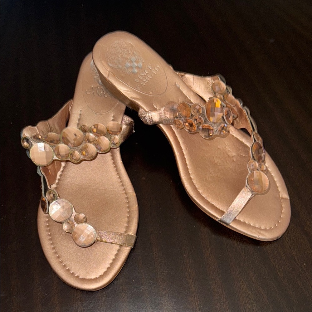 Vince Camuto  Rose Gold Sandals Elegant Rhinestone Design